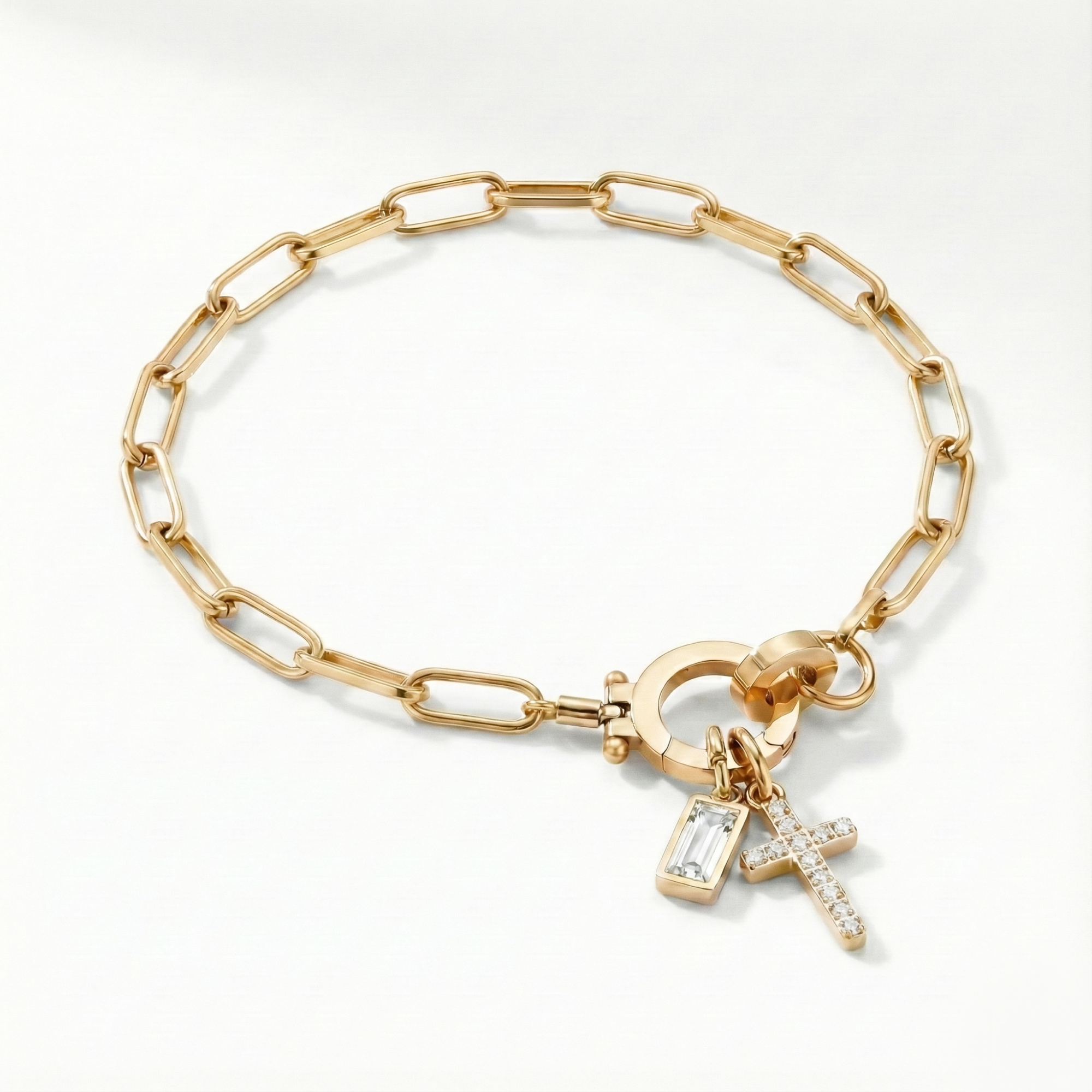 Bracciale AX Paperclip con Croce e Pietra di Nascita