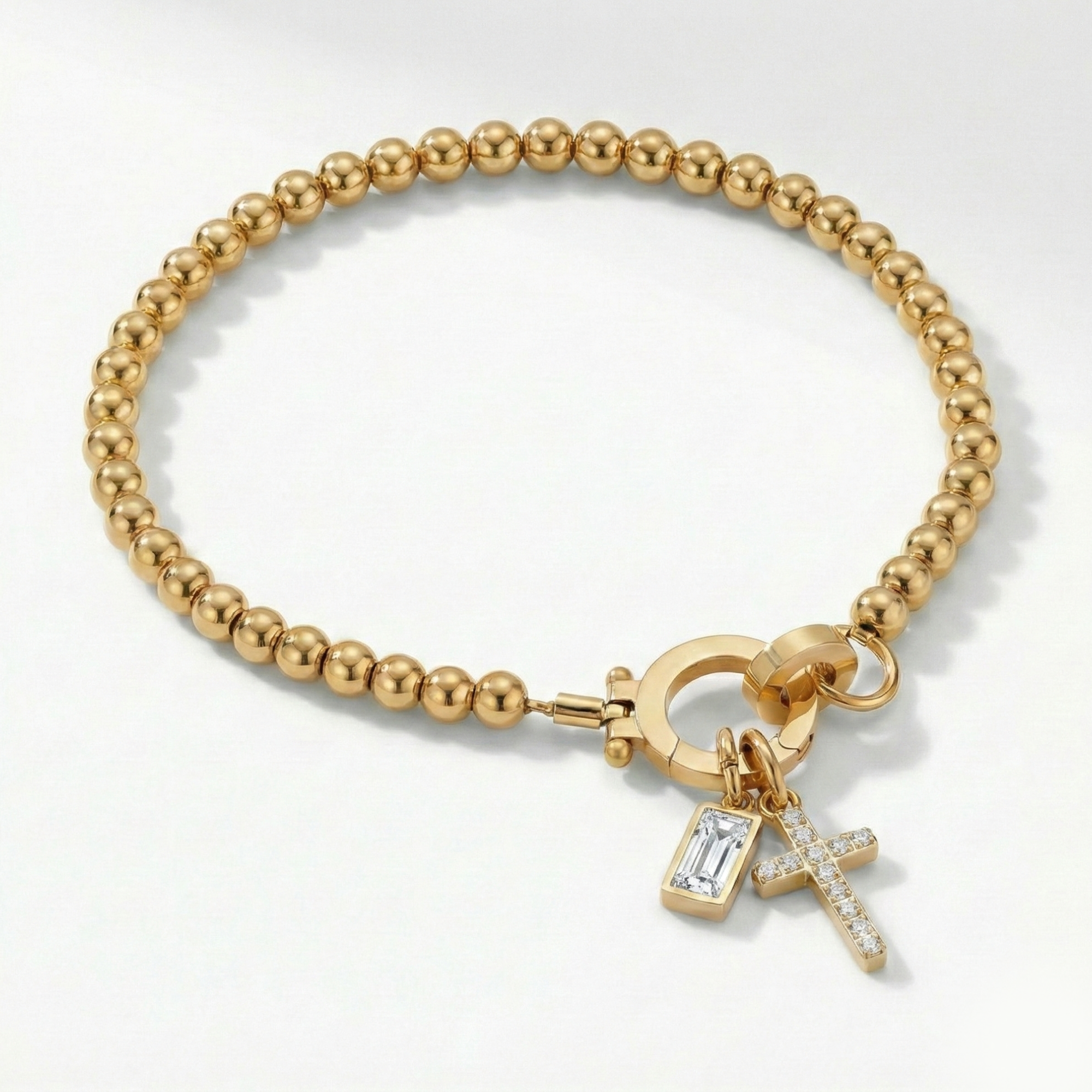 Bracciale AX Perline con Croce e Pietra di Nascita