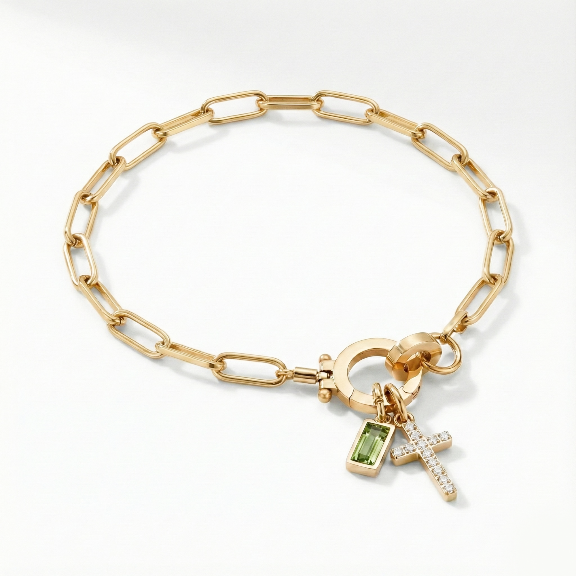 Bracciale AX Paperclip con Croce e Pietra di Nascita