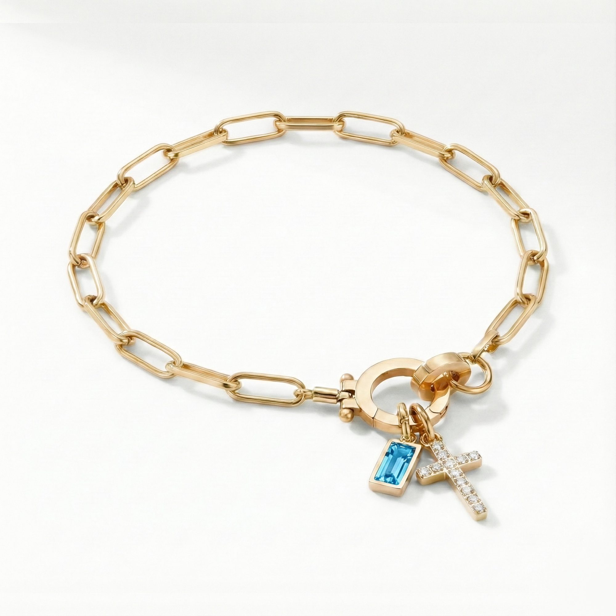 Bracciale AX Paperclip con Croce e Pietra di Nascita