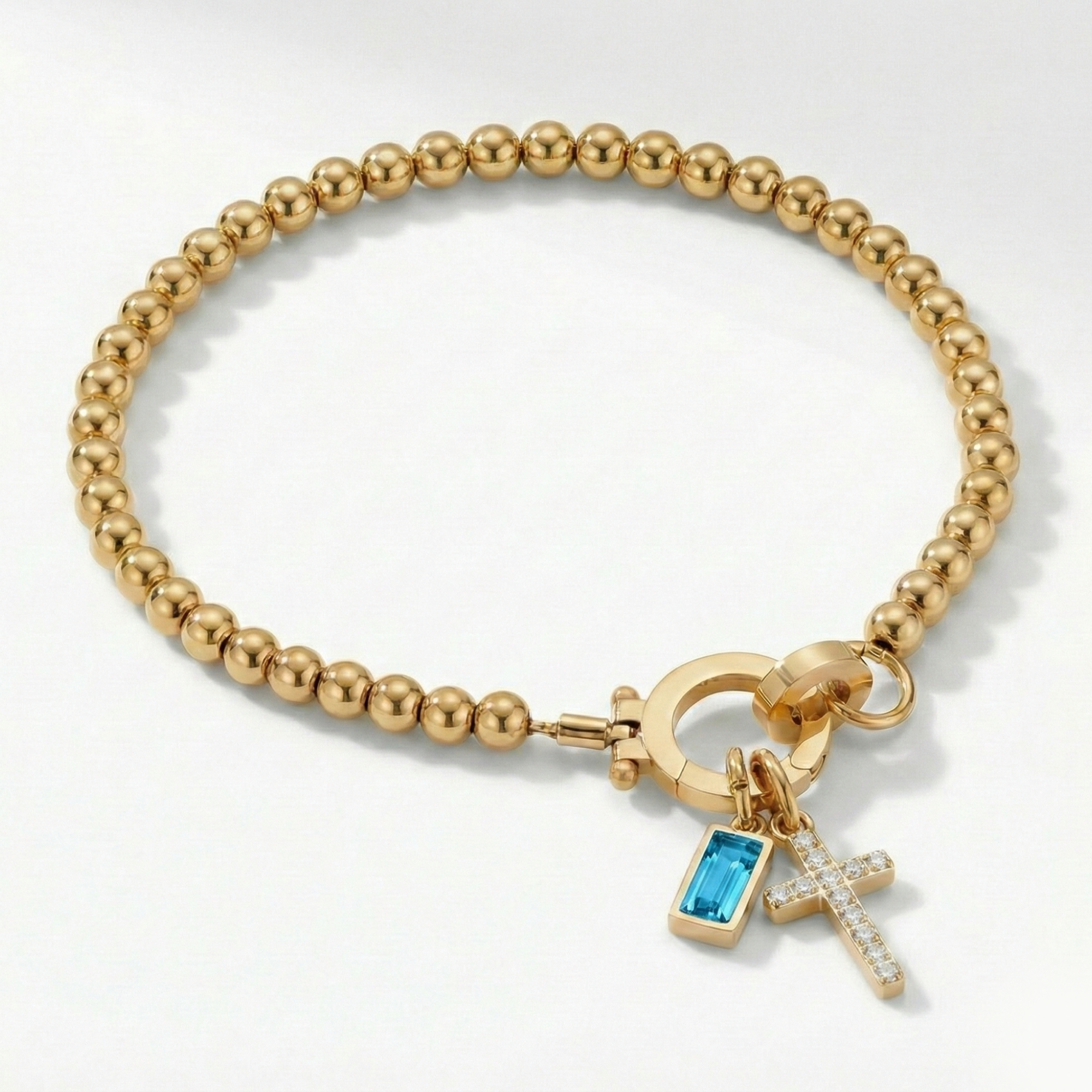 Bracciale AX Perline con Croce e Pietra di Nascita