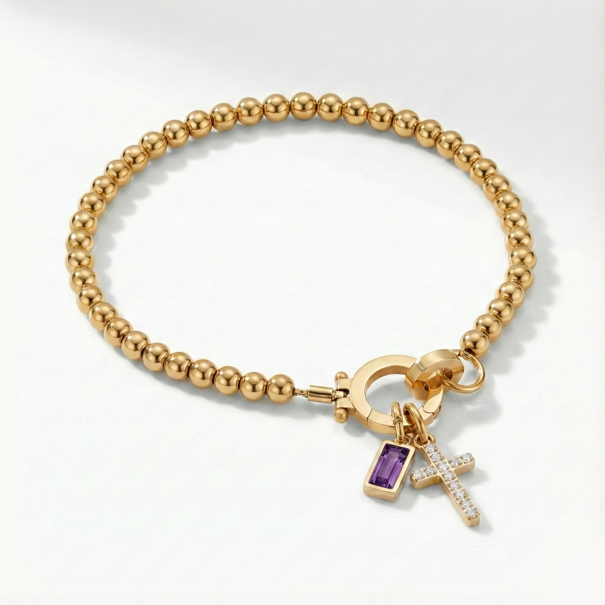 Bracciale AX Perline con Croce e Pietra di Nascita