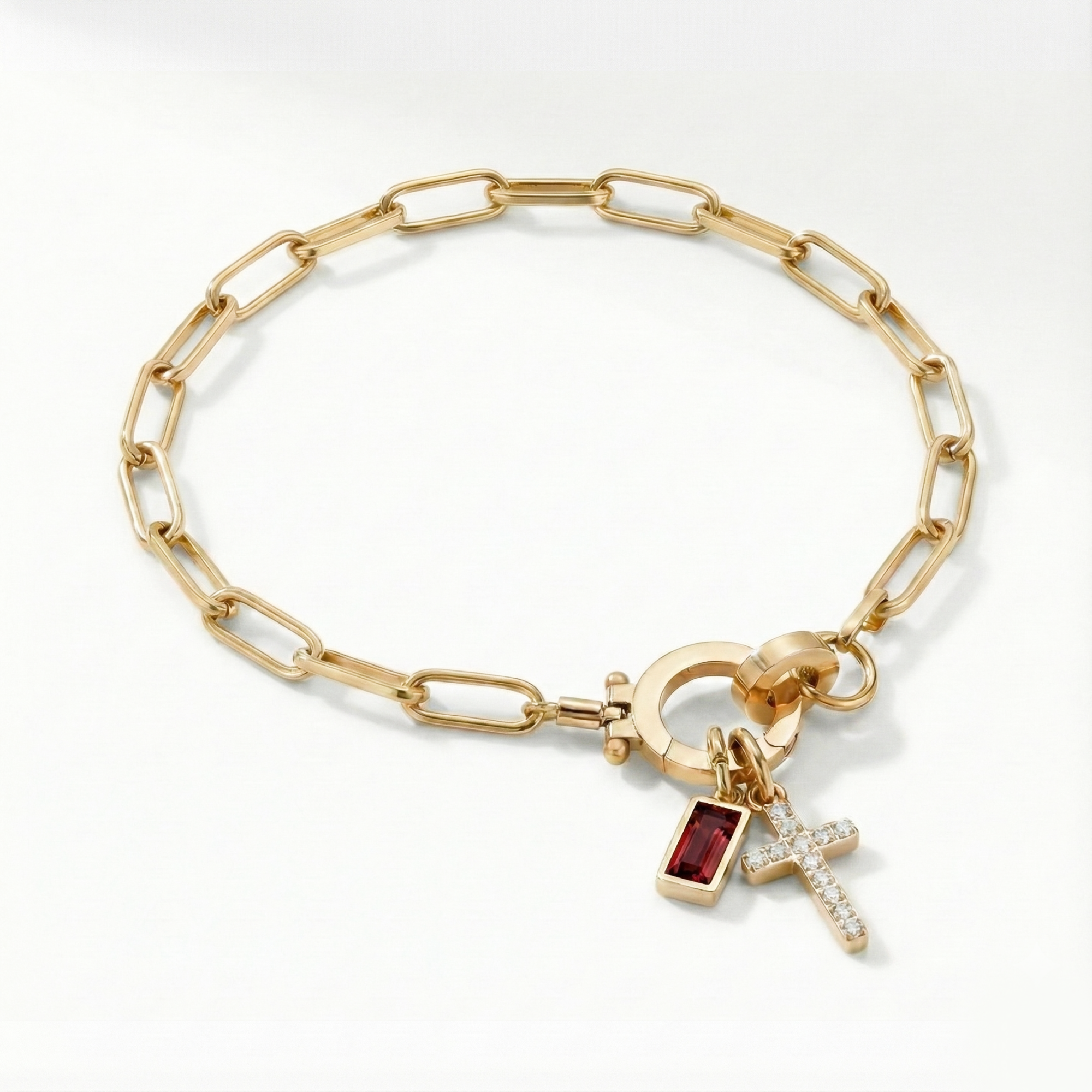 Bracciale AX Paperclip con Croce e Pietra di Nascita