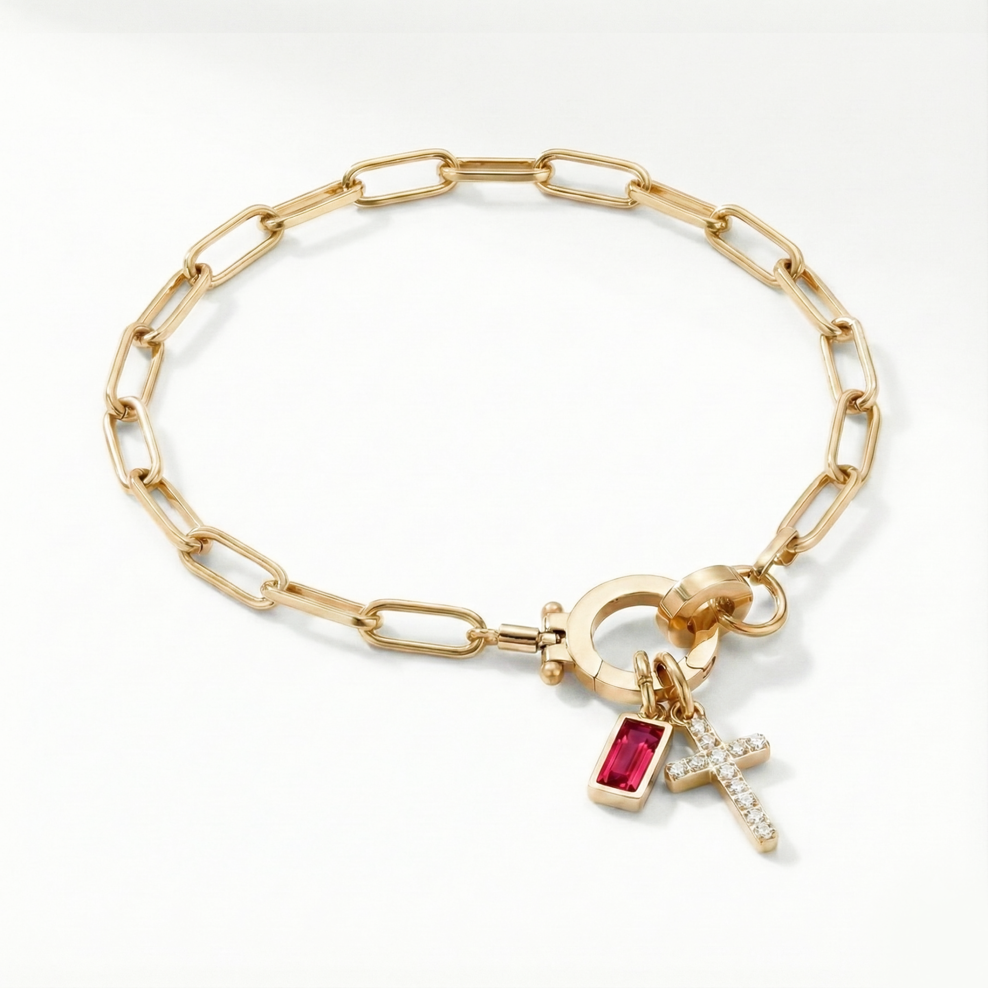 Bracciale AX Paperclip con Croce e Pietra di Nascita