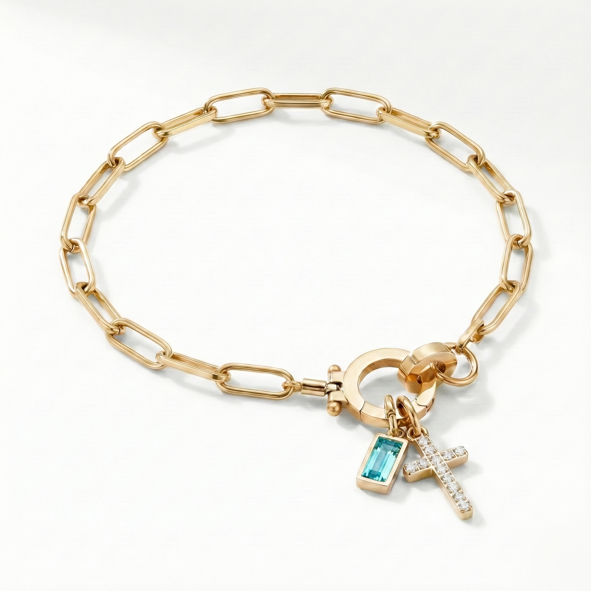 Bracciale AX Paperclip con Croce e Pietra di Nascita