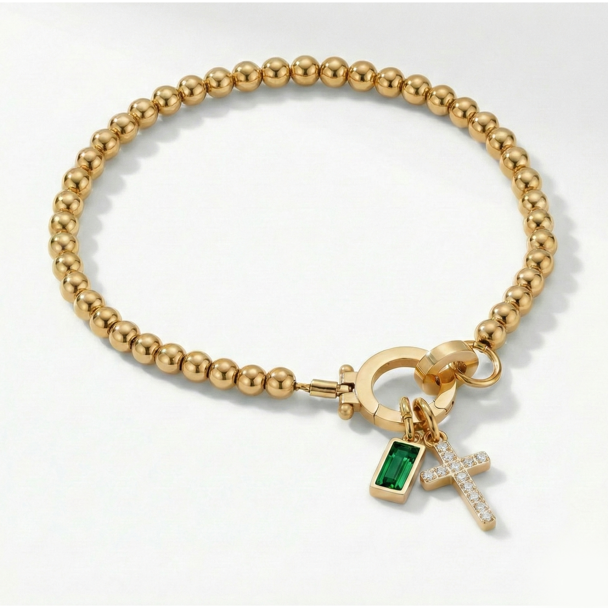 Bracciale AX Perline con Croce e Pietra di Nascita