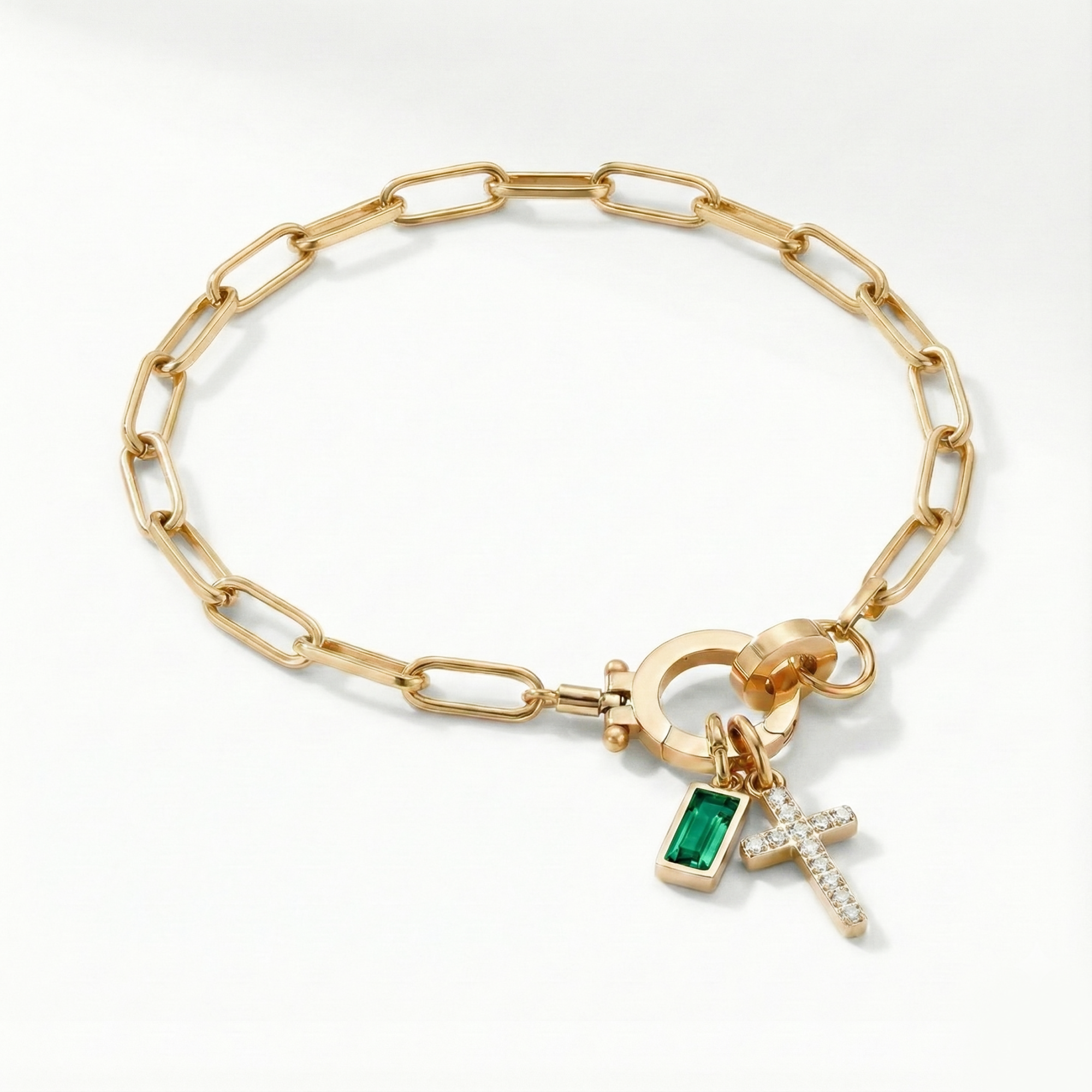 Bracciale AX Paperclip con Croce e Pietra di Nascita