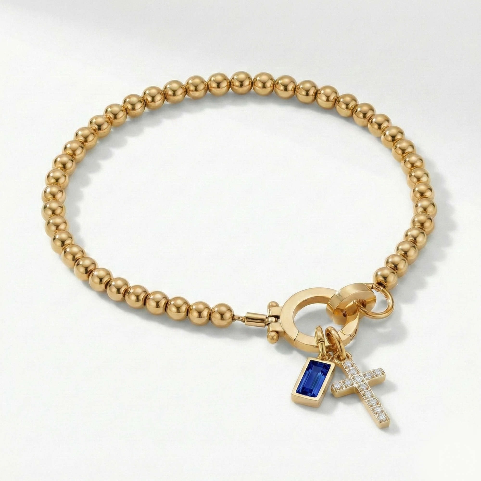 Bracciale AX Perline con Croce e Pietra di Nascita