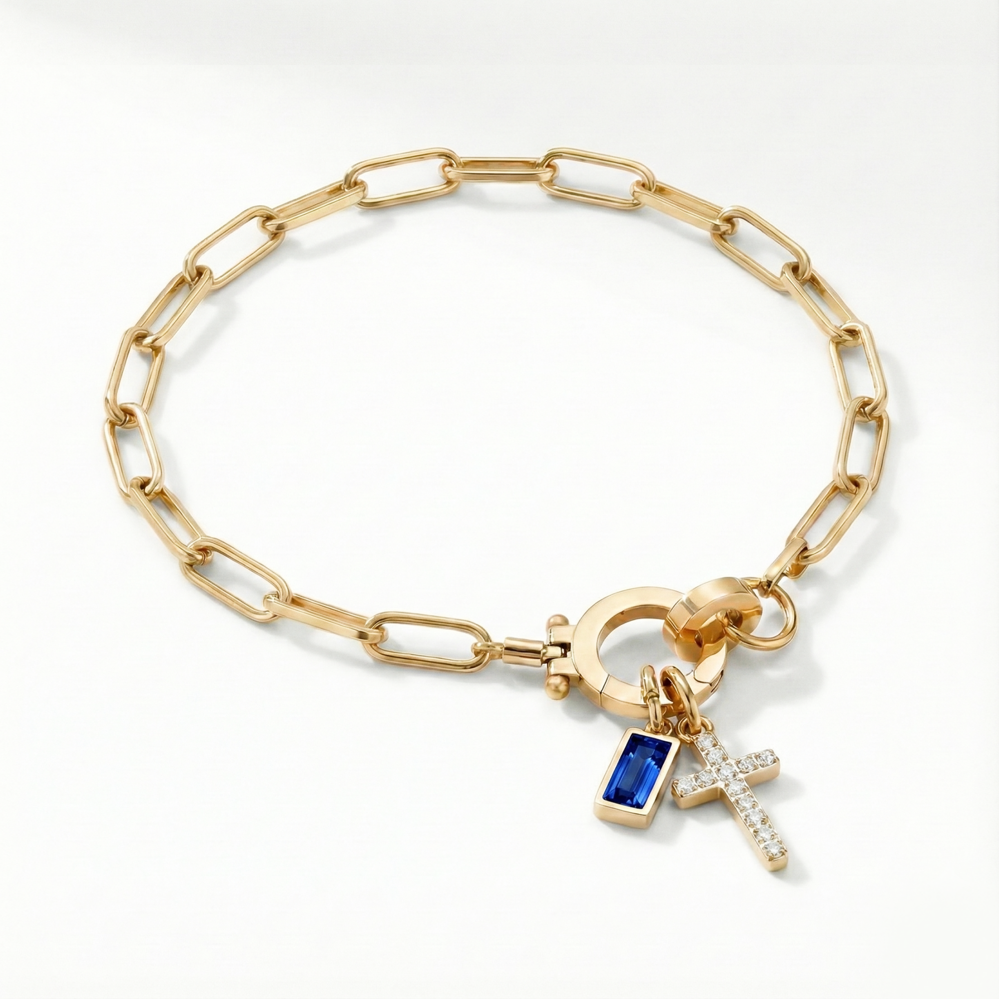 Bracciale AX Paperclip con Croce e Pietra di Nascita