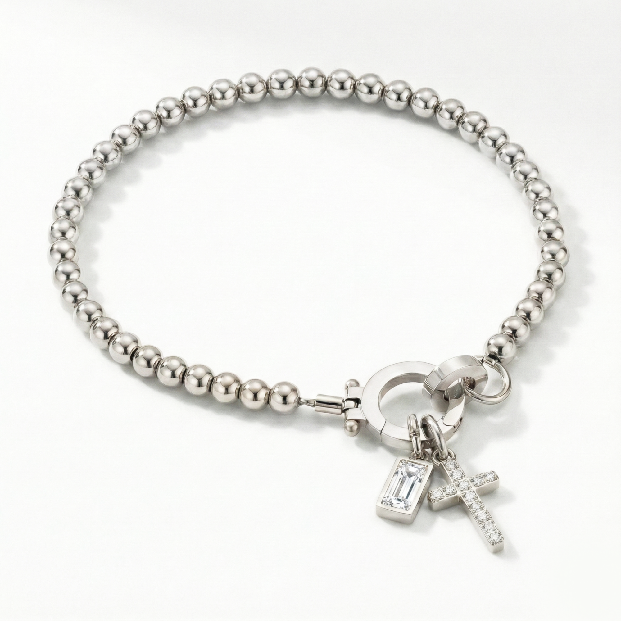 Bracciale AX Perline con Croce e Pietra di Nascita