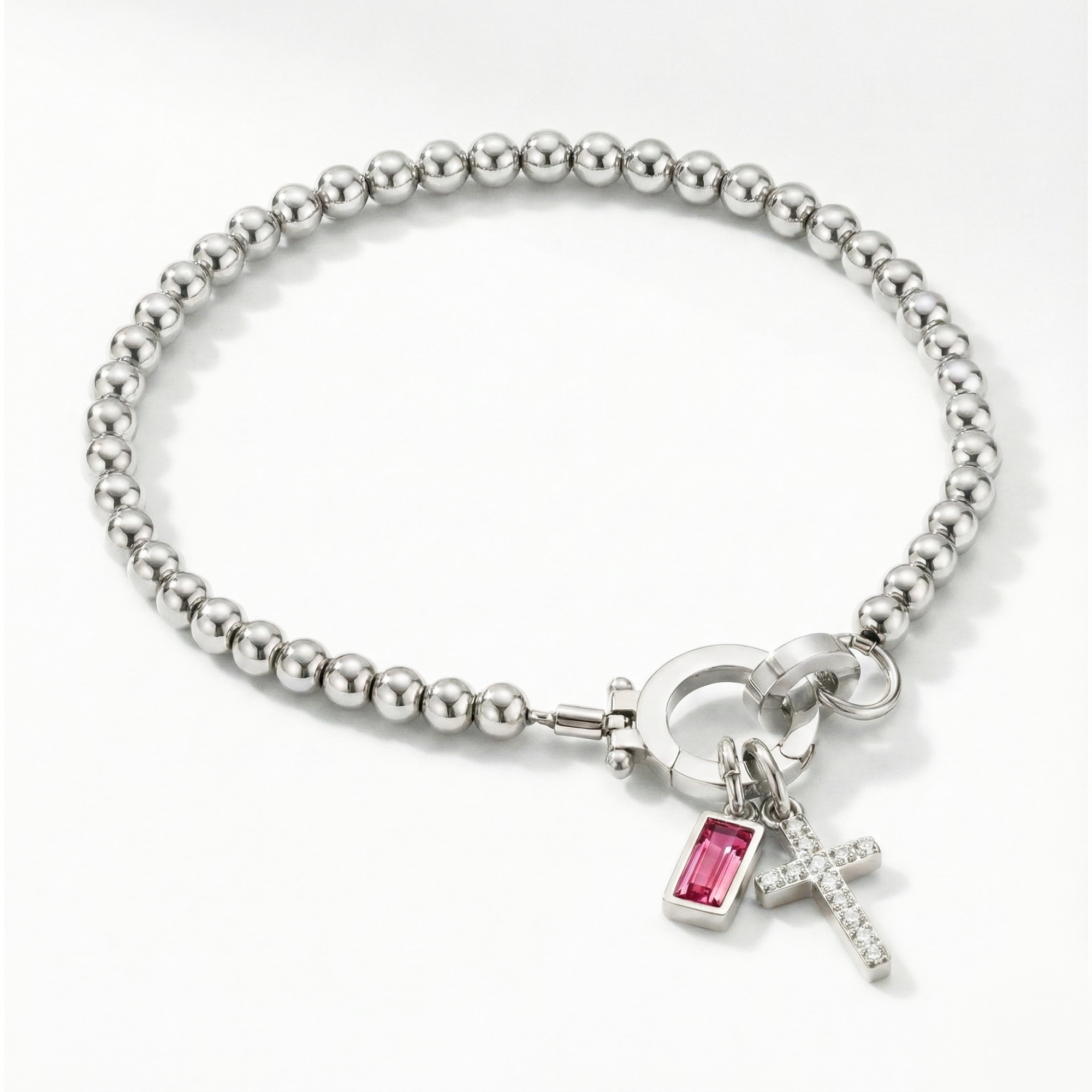 Bracciale AX Perline con Croce e Pietra di Nascita